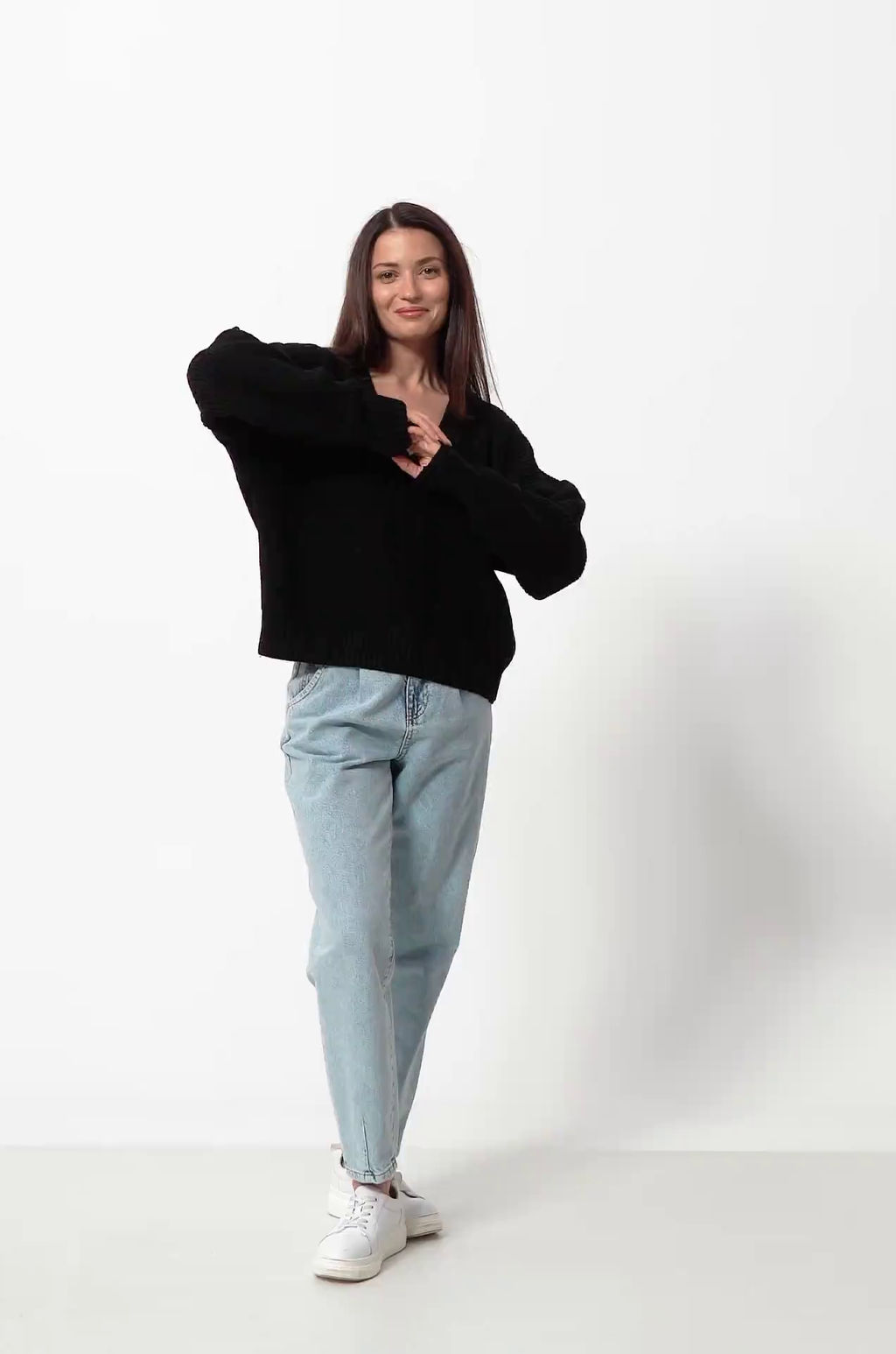 Женский вязаный джемпер оверсайз Happy Fox фото 48