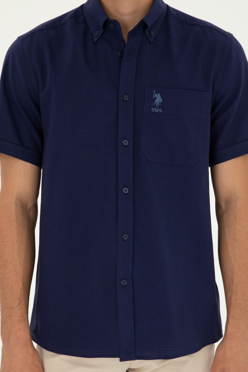 U. S. Polo Assn / Мужская темно-синяя рубашка с коротким рукавом - U.s. polo assn фото 6