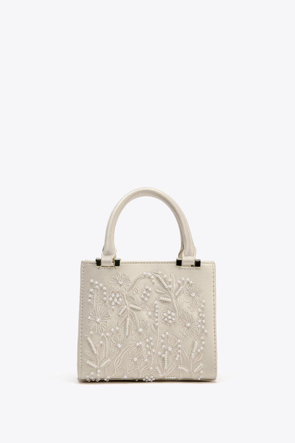 SATIN-EFFECT PEARL HANDBAG