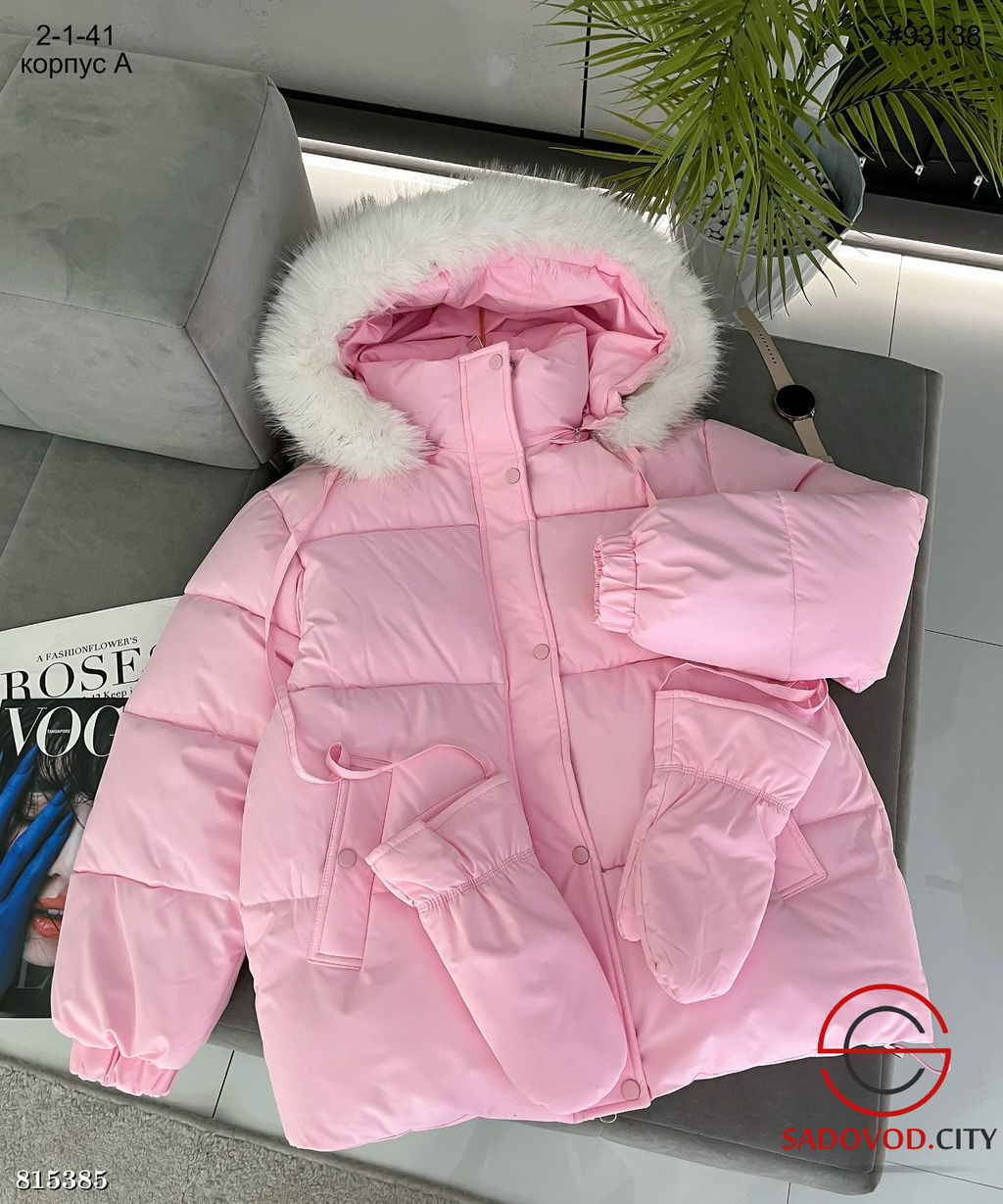 Тёплая зимняя женская куртка с варежками - Bruno фото 2