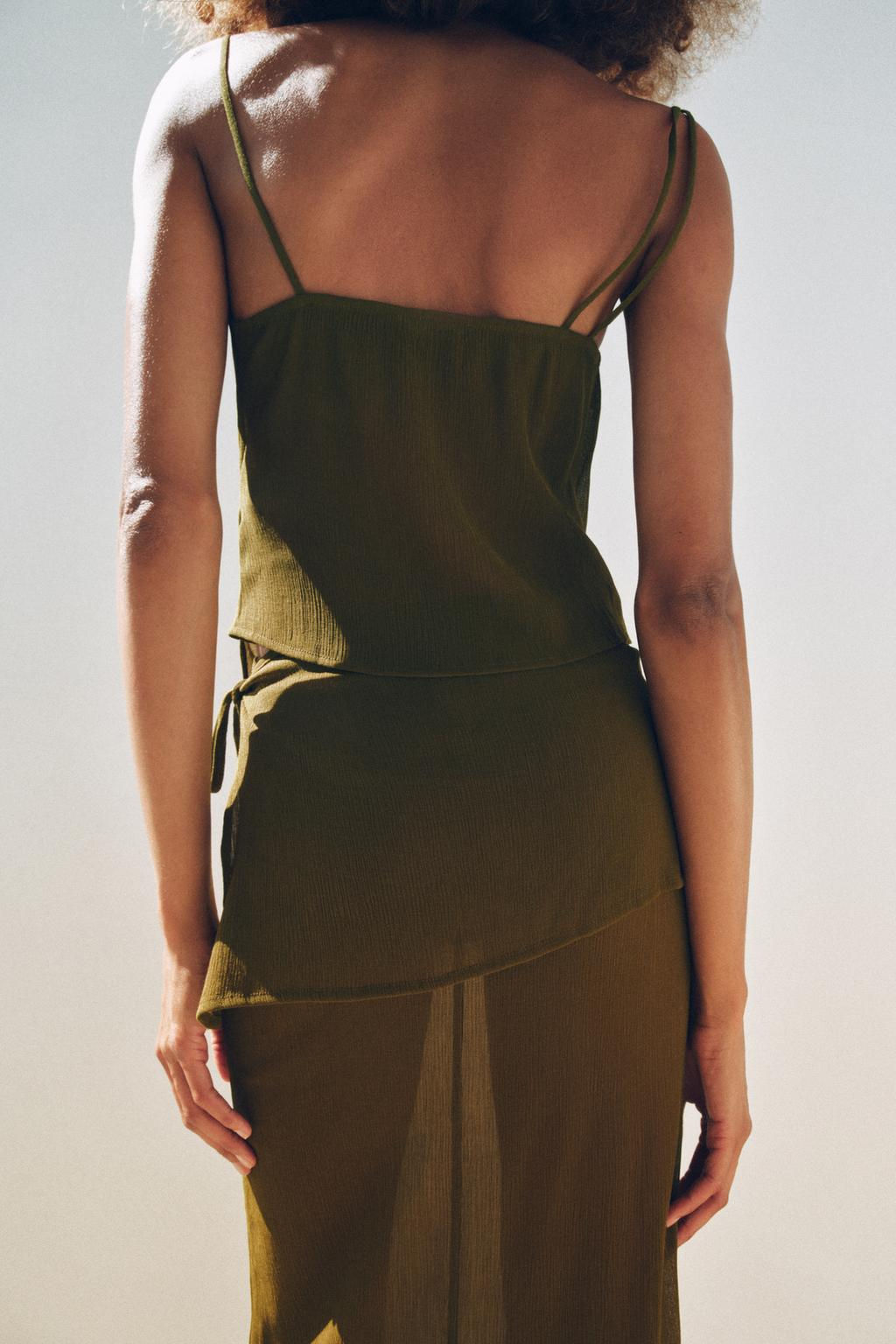 SEMI-SHEER TEXTURED ASYMMETRIC TOP - Zara фото 4