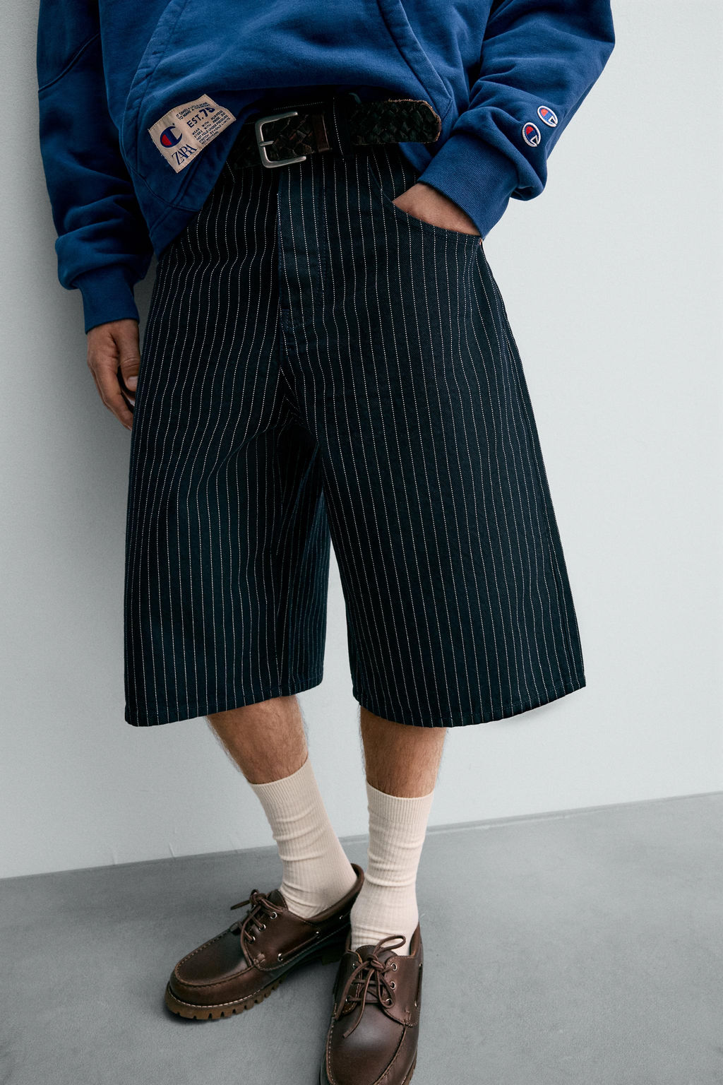 CHAMPION ® X ZARA STRIPED BAGGY FIT BERMUDA SHORTS  фото 4