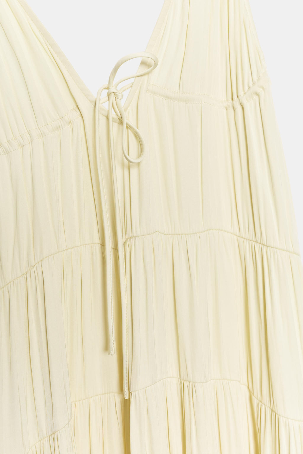 Платье длинное Zara сатиновое со сборками светло-желтое