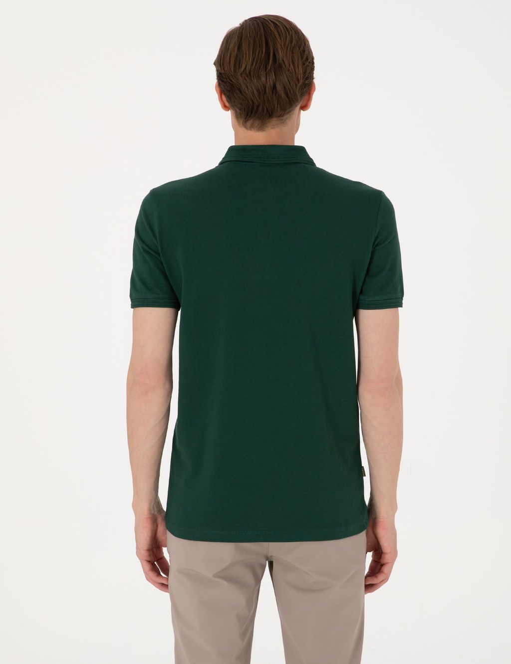 Koyu Ye_il Slim Fit %100 Pamuk Polo Yaka Basic Ti__rt