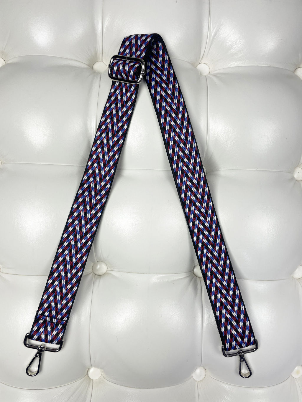 LACCOMA ремень 1000-елка-3,8-чер/бел/син/крас полиэстр