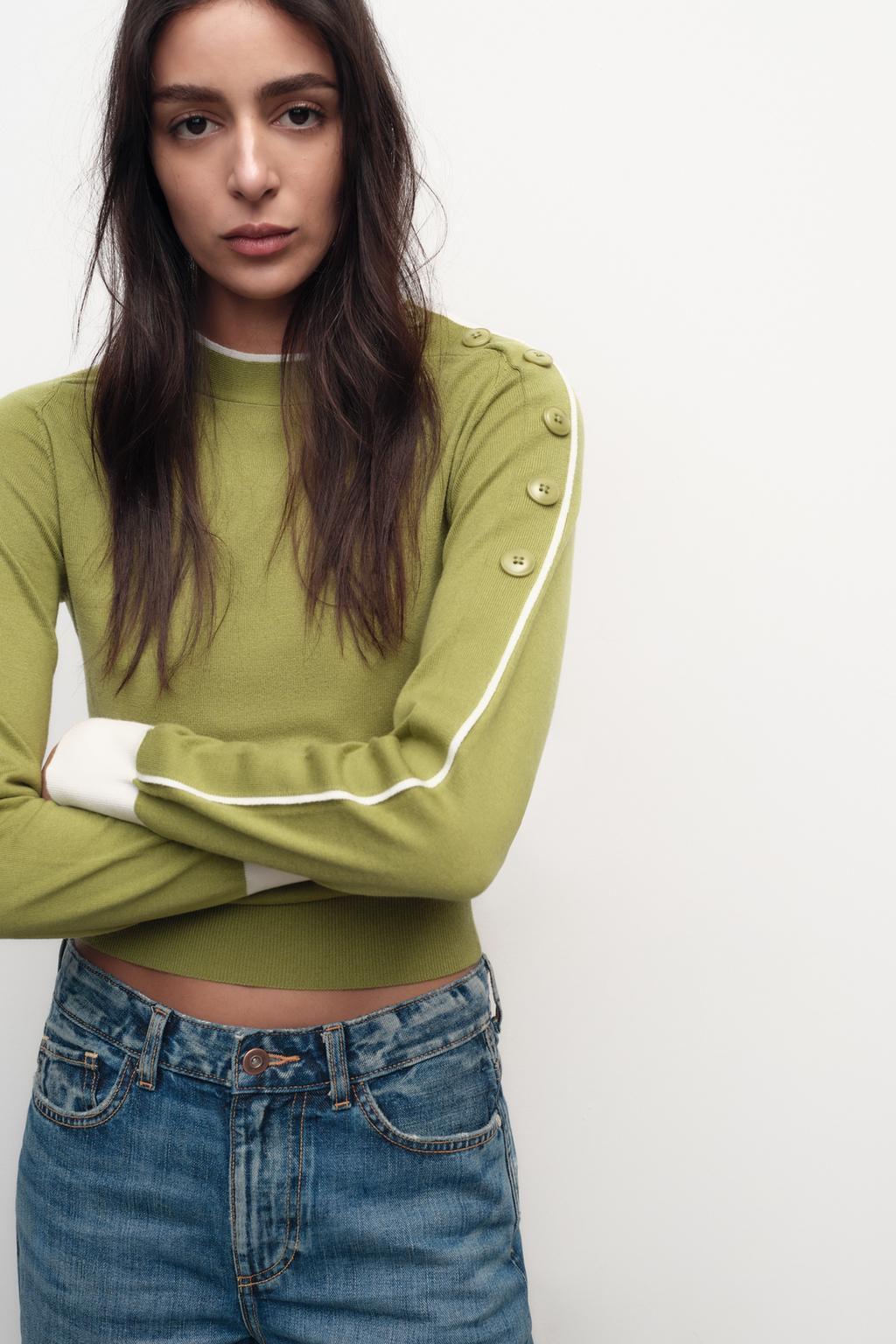 KNIT SWEATER WITH SHOULDER BUTTONS - Zara фото 3