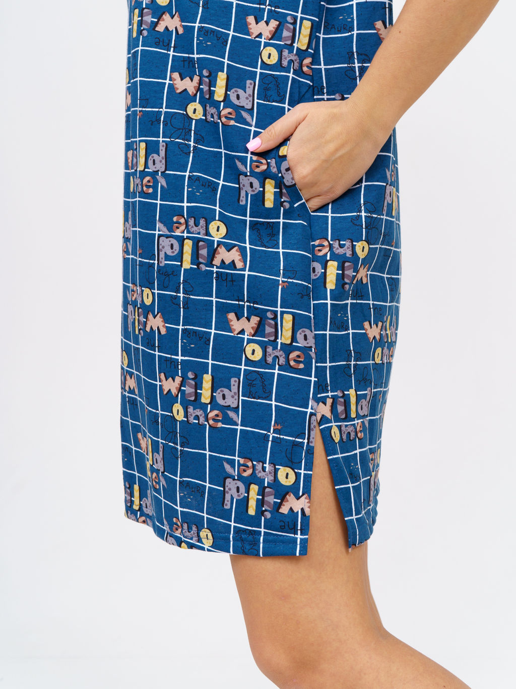 858 Туника "Клетка/индиго"