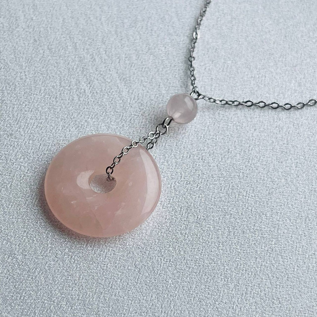 Кулон на цепочке из Розового кварца 50 см +