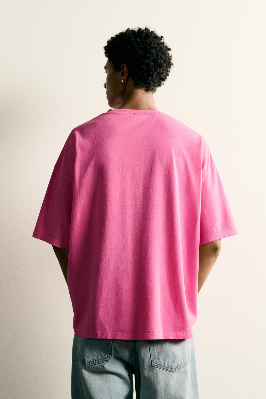 CAMISETA LAVADA RELAXED FIT B?SICA / Fucsia Oscuro - Zara фото 3