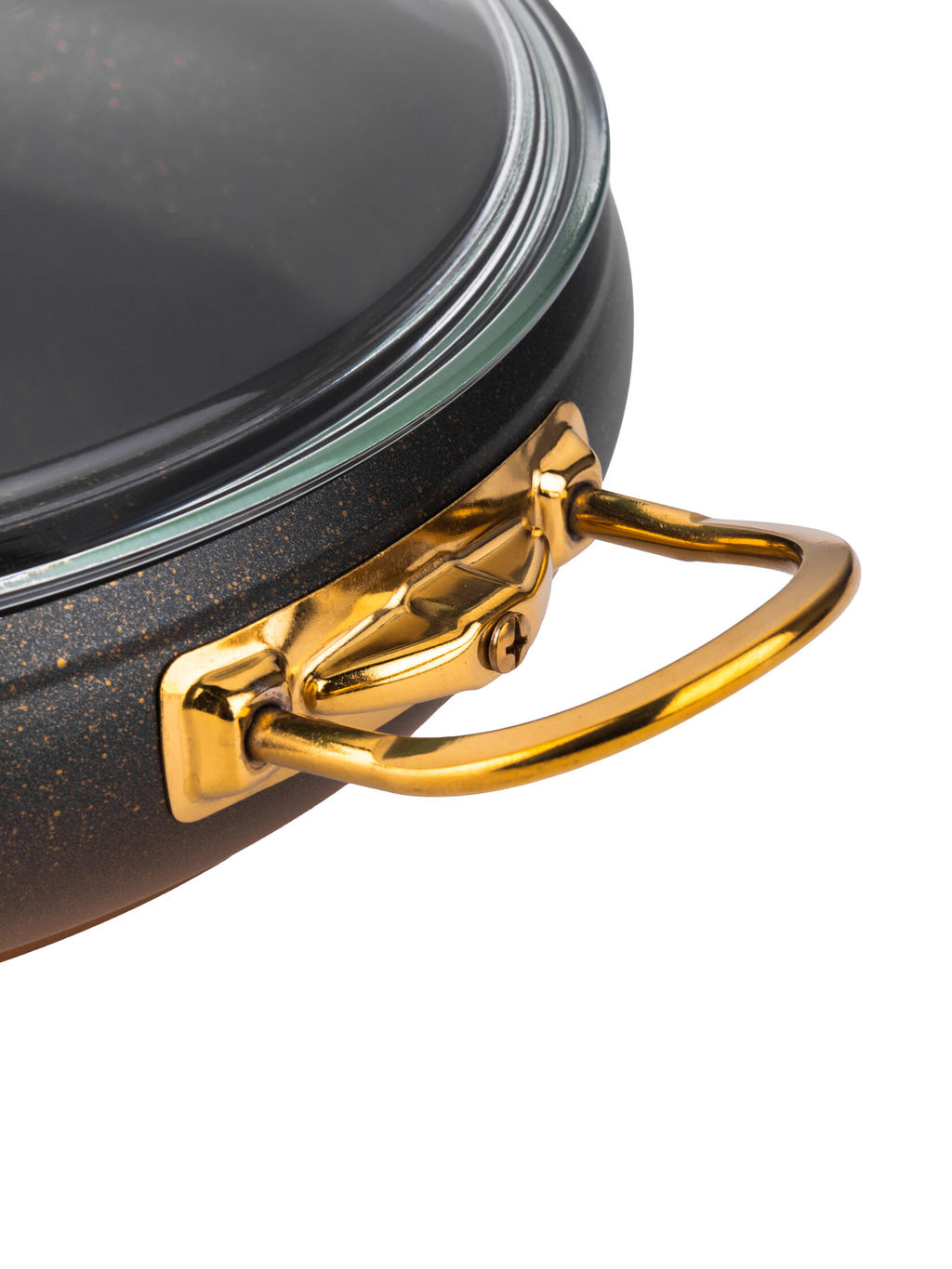 Сотейник с крышкой стеклянной 26х7 см (2,8 л) с АПП, цвет: черный/золотой, арт. 3050-26-BK/GD - D.L.K. фото 2