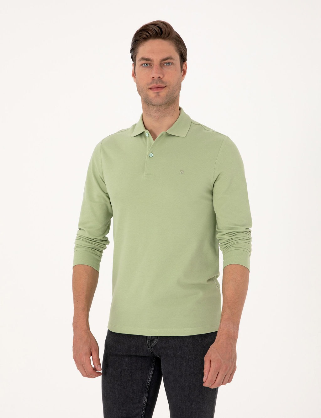 _a_la Slim Fit K_vr_lmaz Polo Yaka Basic Pike Sweatshirt