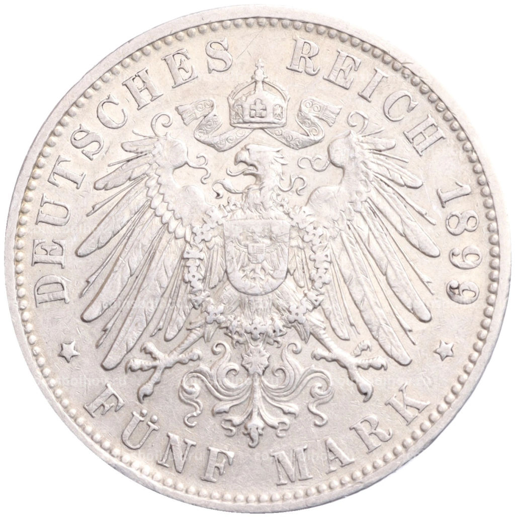 Монета 5 марок 1899 года D Германия (Бавария)