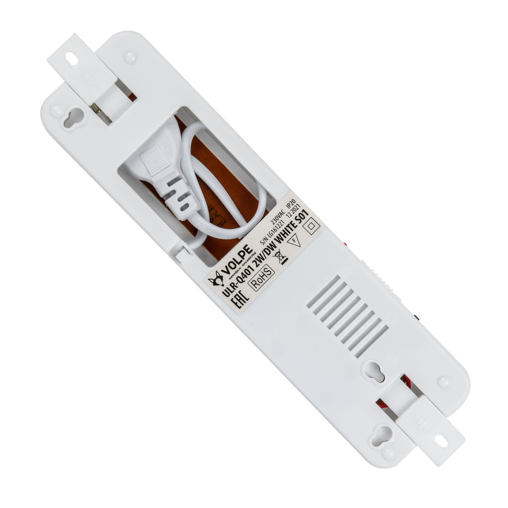 ULR-Q401 2W/DW WHITE S01 Светильник светодиодный аварийного освещения ВЫХОД. Дневной свет (6500K). Встроенный аккумулятор AC/DС. Корпус белый. ТМ Volpe.