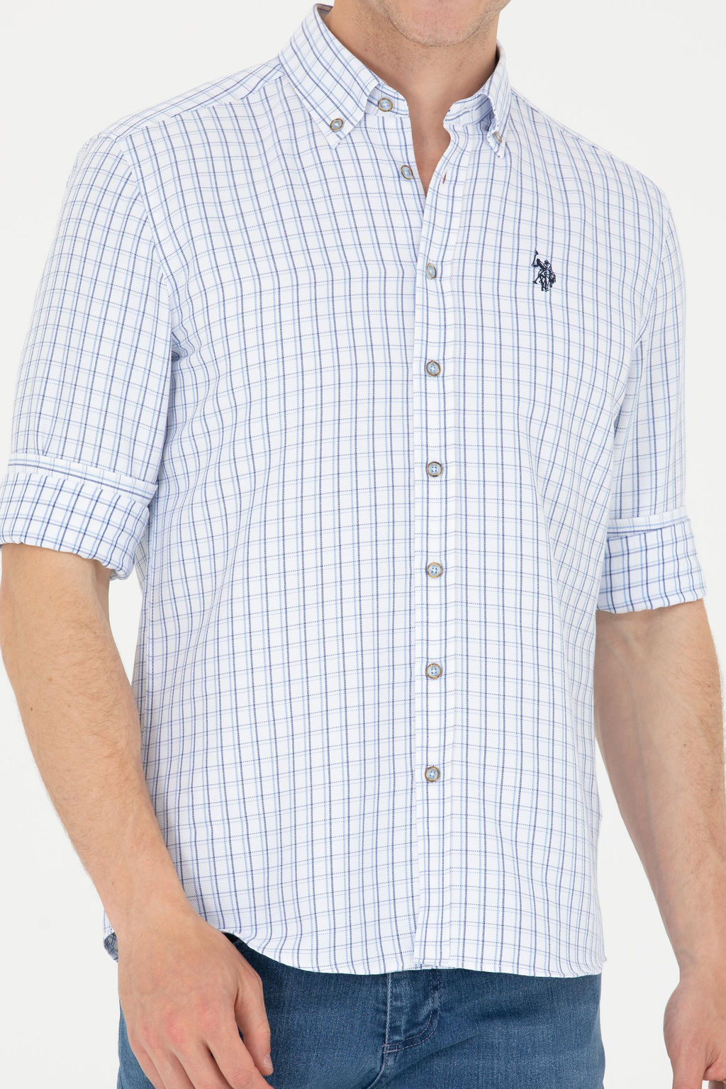 U. S. Polo Assn Мужская синяя рубашка в клетку - U.s. polo assn фото 6