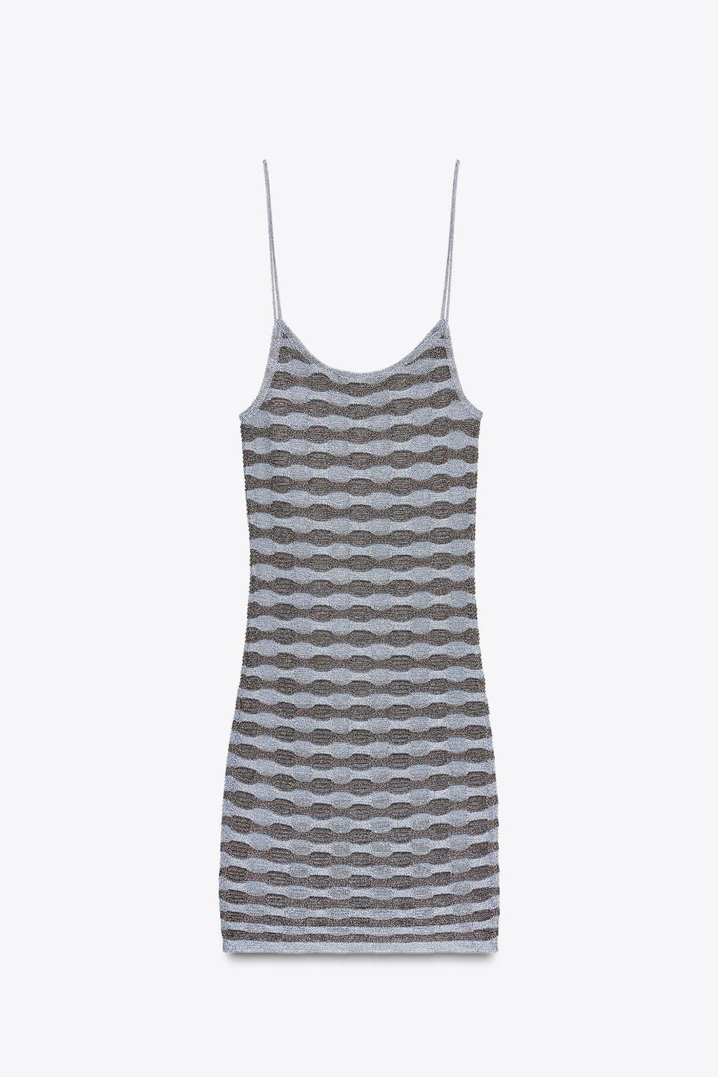 STRIPED METALLIC THREAD DRESS - Zara фото 3
