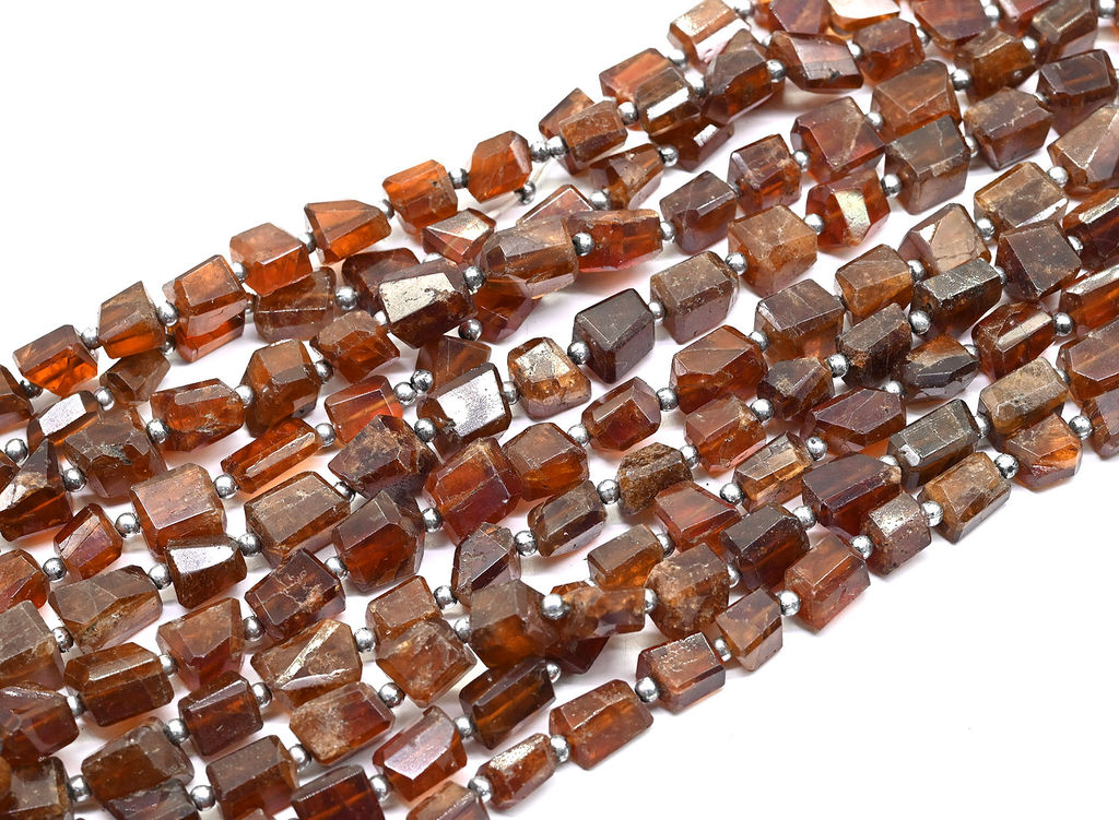 Бусины из граната (спессартин) кристаллы 8*10мм, 25см, 21 бусина Радуга камня