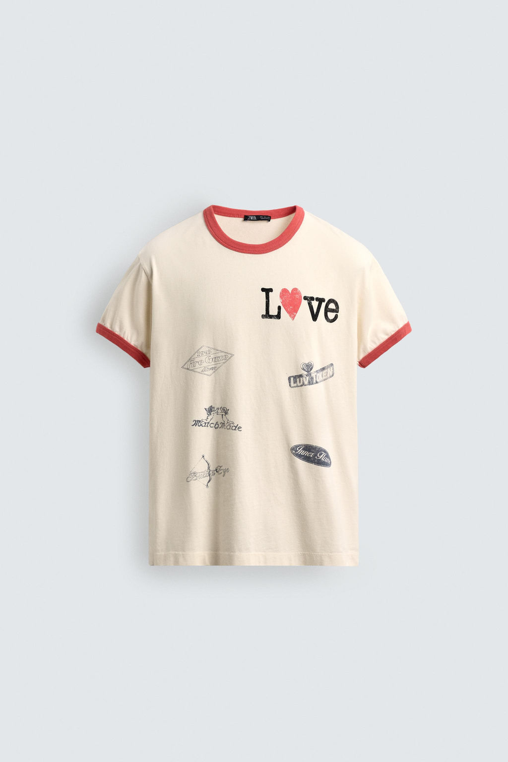 RIB T-SHIRT WITH CONTRAST HEART - Zara фото 15