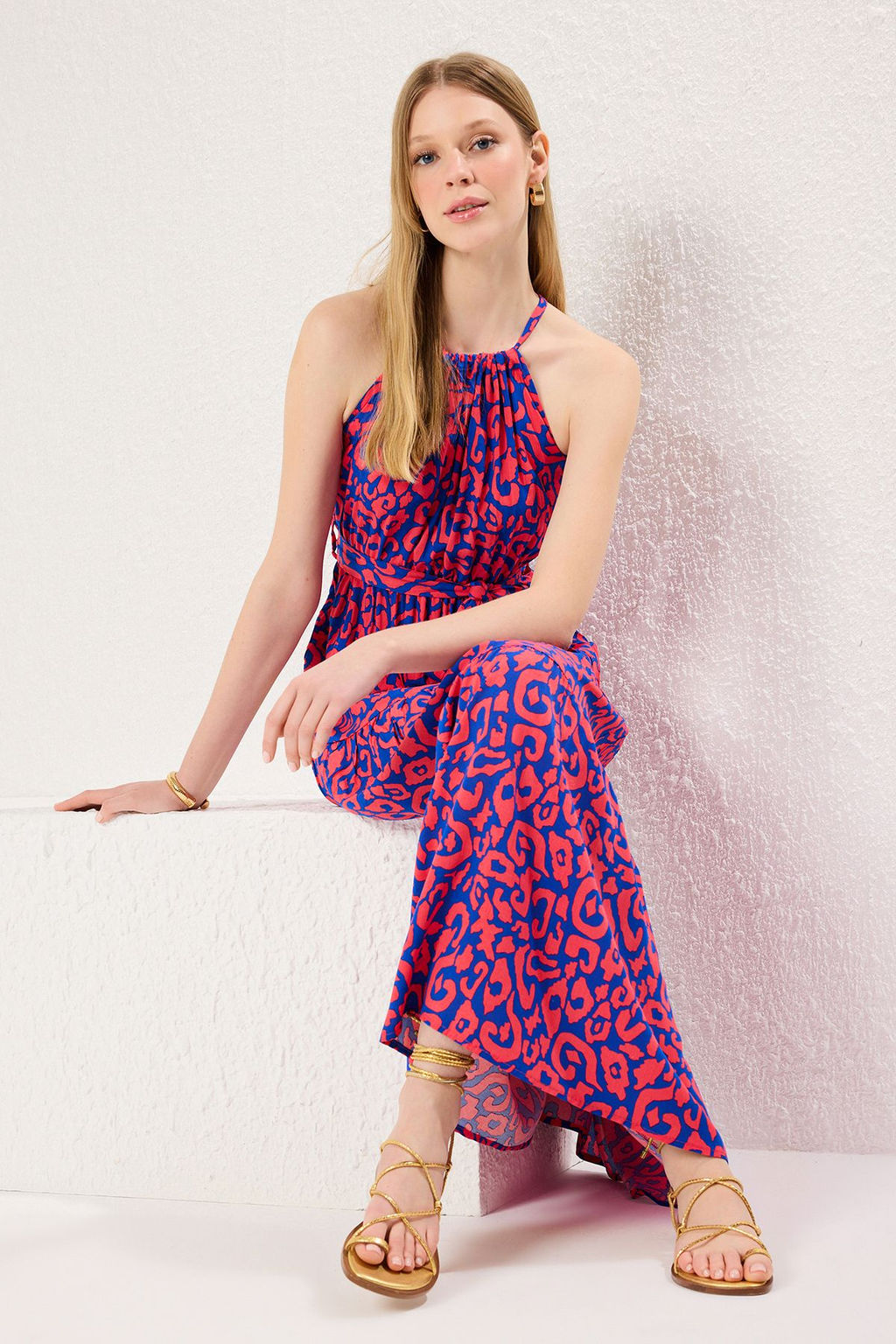 TRENDYOLMILLA Siyah Animal Shift Shally Maxi Dokuma Elbise TWOSS24EL00872  фото 33