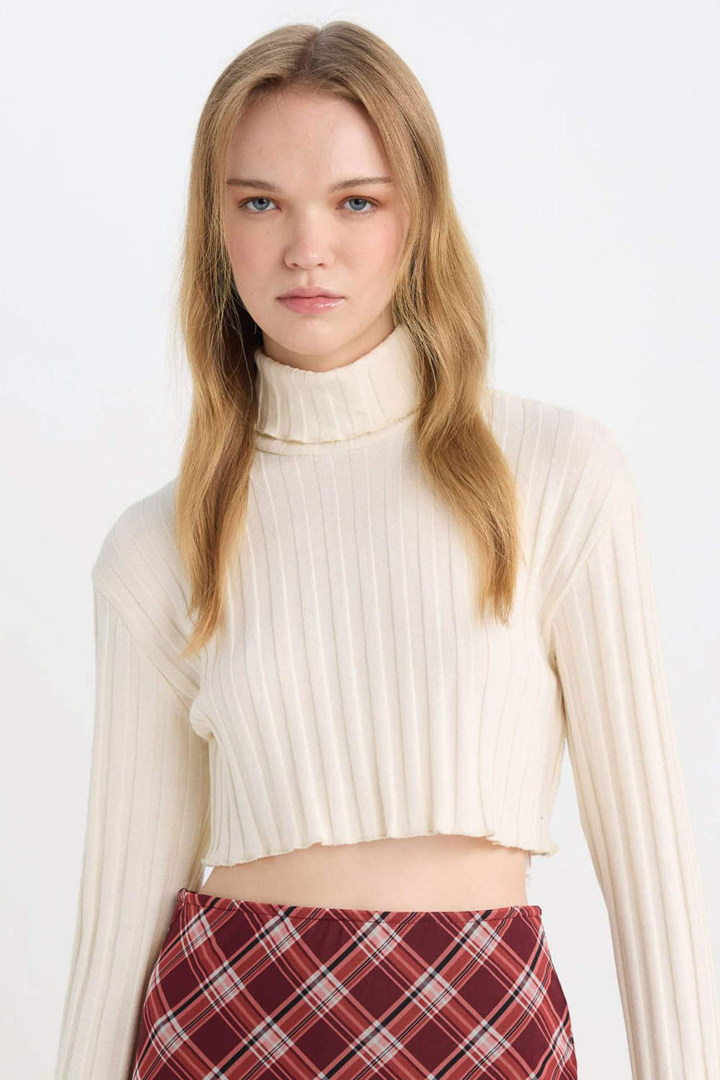Coool Bal?kc? Yaka Crop Top Basic Duz Fitilli Kaskorse Uzun Kollu Tisort - Defacto фото 4
