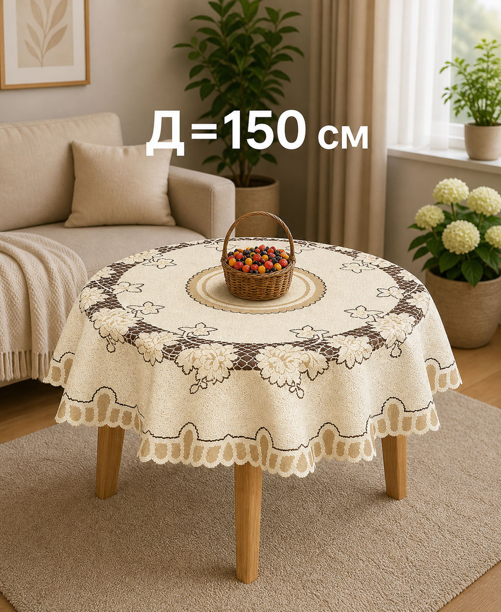 Скатерть арт. 226563/150/3, круглая, Д=150 см, цвет: кремово-золотистый - Firanka фото 4