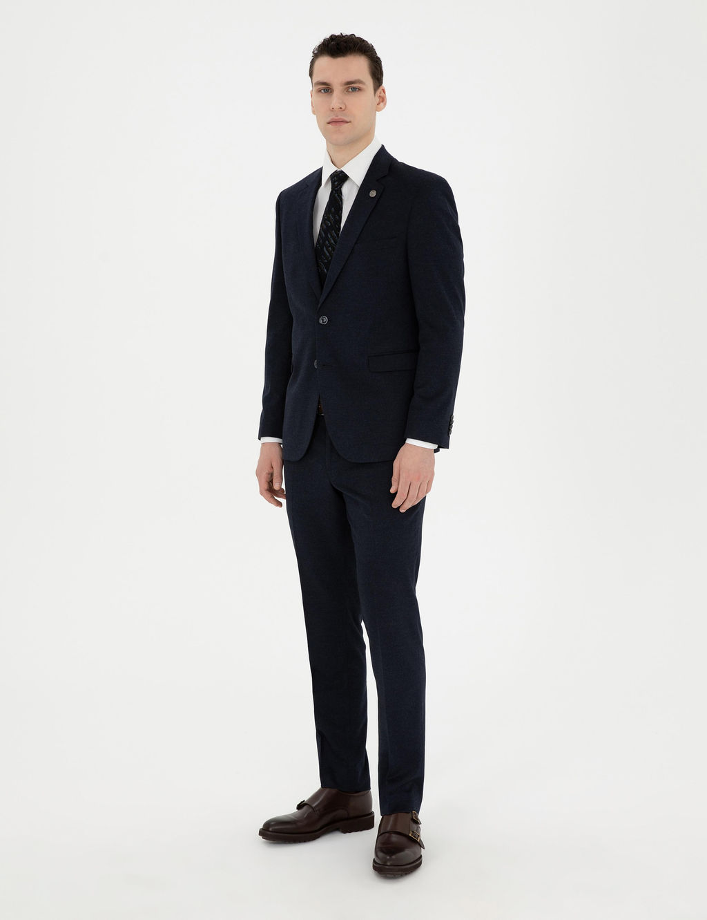 Lacivert Slim Fit Tak_m Elbise