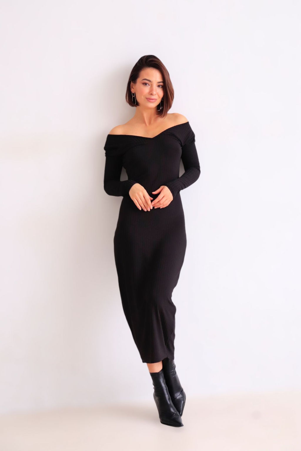 Martichelli Платье с V-образным вырезом чёрное  фото 2