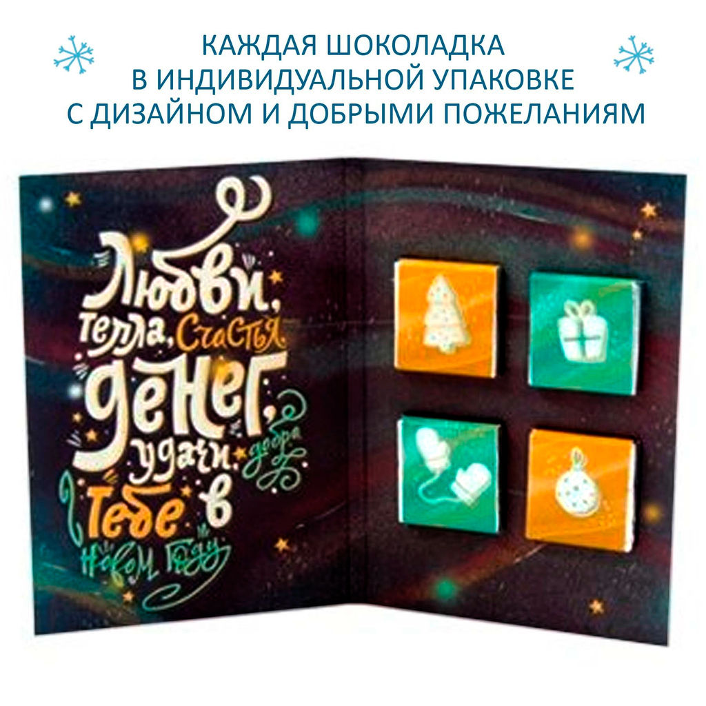 Открытка с шоколадом Пусть волшебство начнется в Новогоднюю ночь - Фуд сторис фото 3