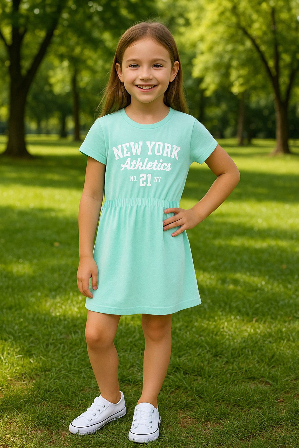 Lacivert K?z Cocuk %100 Pamuk Slogan Bask?l? K?sa Kol Beli Lastikli Mini Orme Elbise TKDSS25EL00084 - Trendyolmilla фото 5