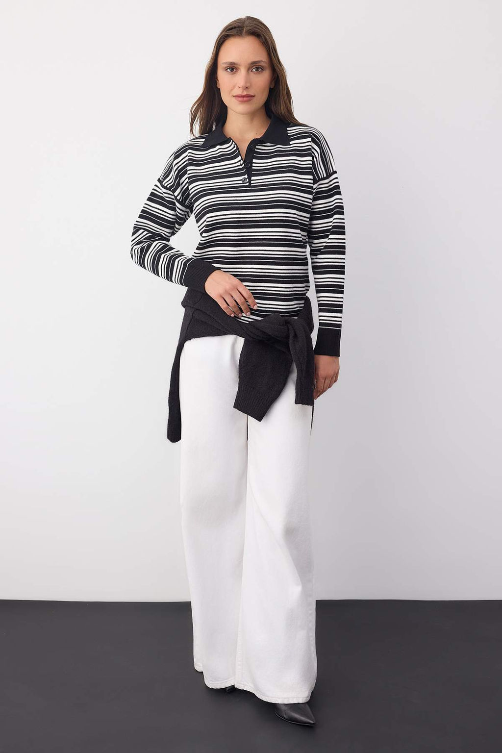 Wardrobe Essentials Lacivert Premium/Ozel Iplik Polo Yaka Triko Kazak | TWOAW26KZ00060 - Trendyolmilla фото 15