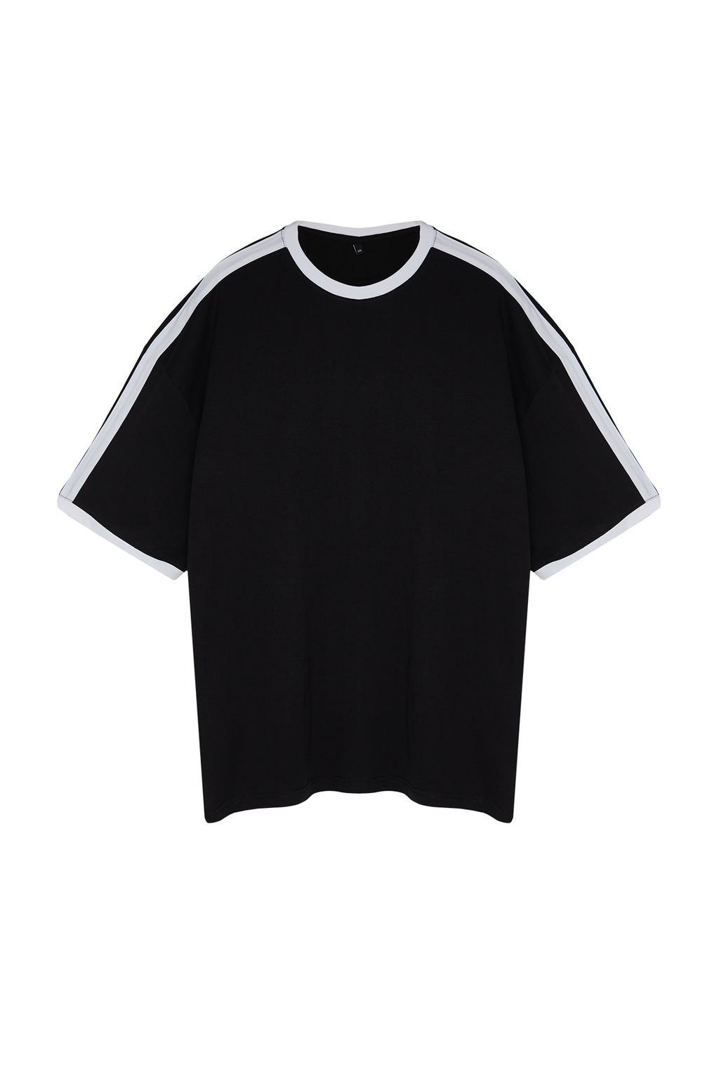 Buyuk Beden Siyah Oversize/Genis Kesim Kontrast Detayl? %100 Pamuklu T-shirt TMNSS24BF00033 - Trendyolmilla фото 7