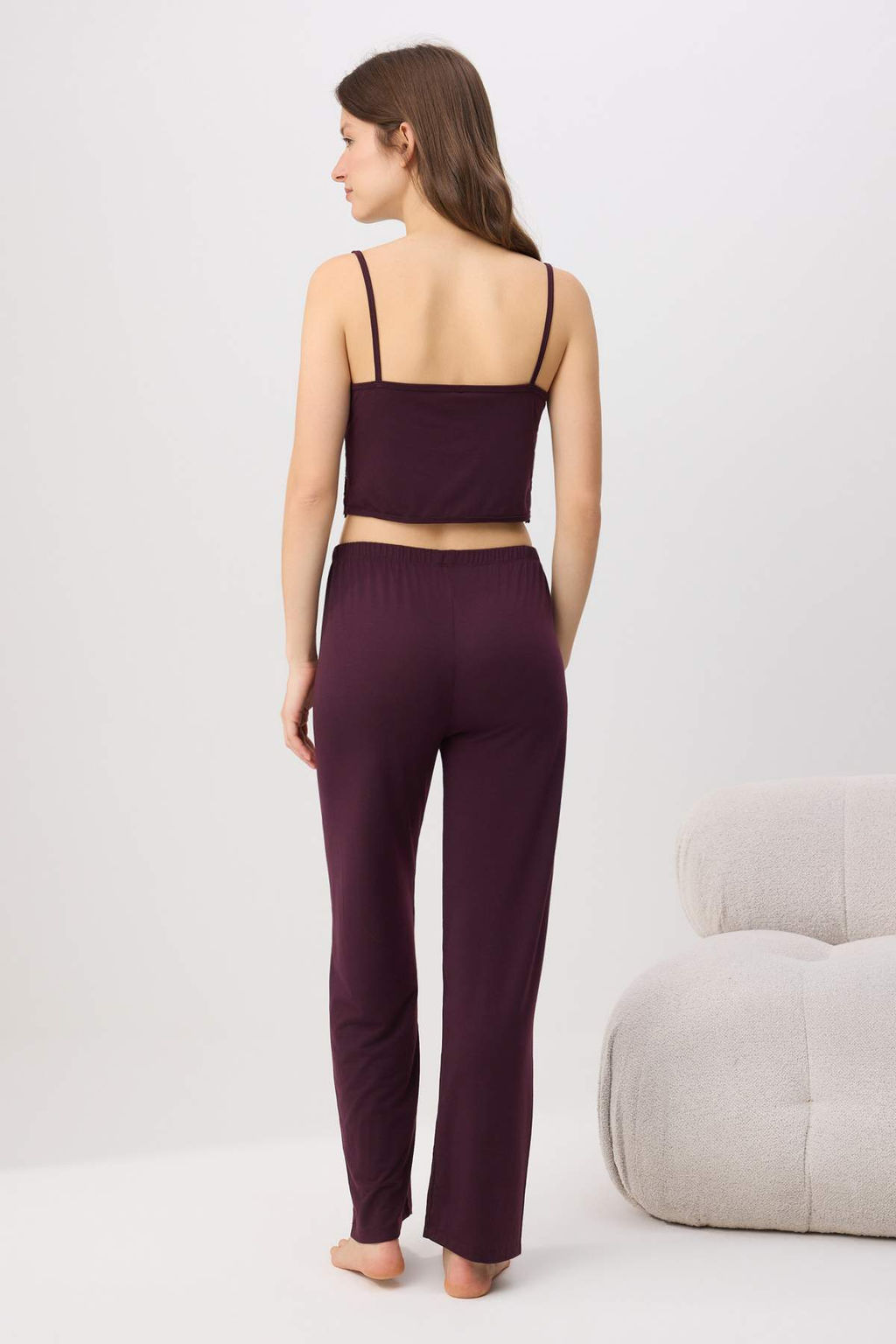 Bordo Dantel Detayl? Braletli Orme Pijama Tak?m? THMSS26PT00239