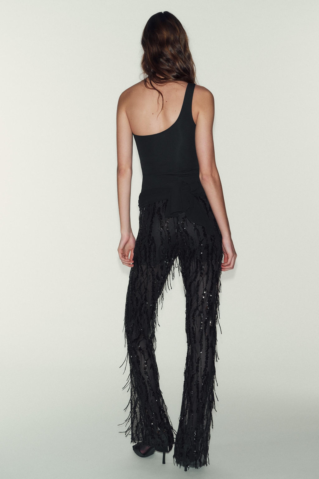 ASYMMETRIC FRINGED SHIMMER BODYSUIT - Zara фото 4