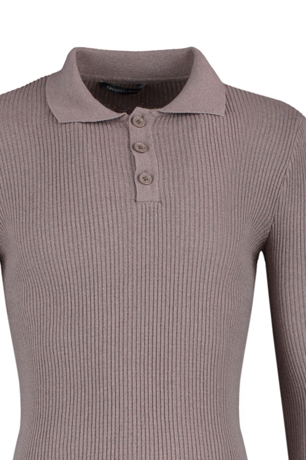 Trendyolmilla Man Haki Fitted Dar Kal?p Pamuklu Polo Yaka Dugmeli Fitilli Orgu Kazak TMNAW21KZ0567 фото 7