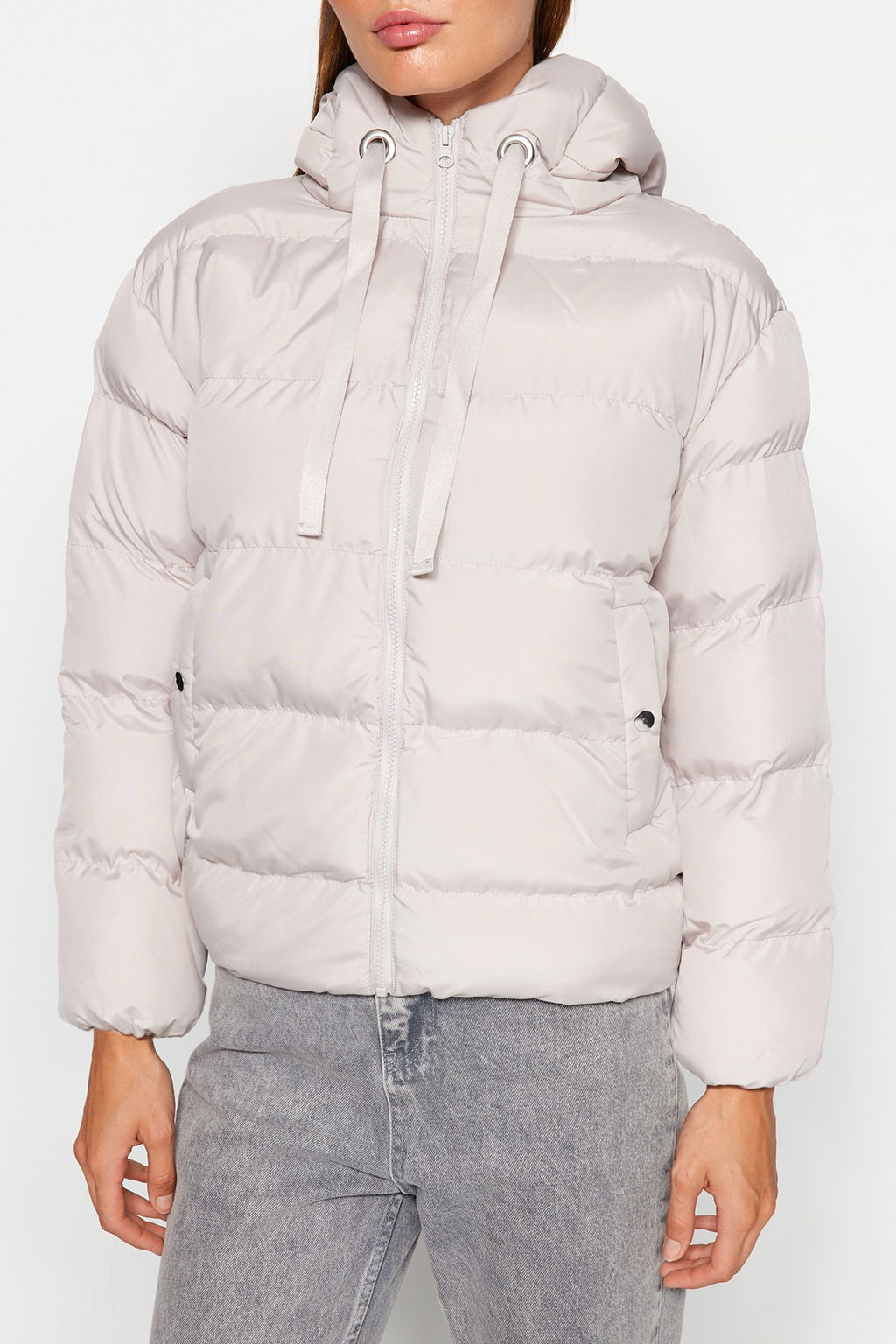 TRENDYOLMILLA Siyah Kapusonlu Su Itici Sisme Mont TWOAW21MO0022  фото 4