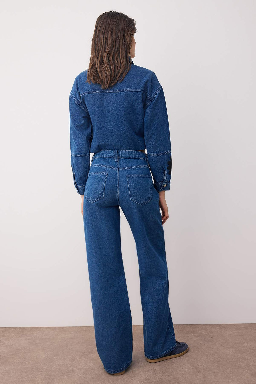 Mavi Yuksek Bel Cicek Bask?l? Wide Leg Palazzo Jeans TWOAW26JE00122 - Trendyolmilla фото 4