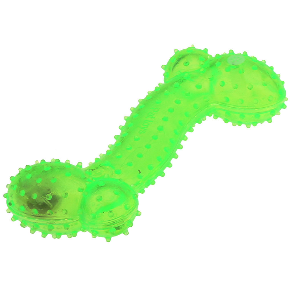 Пэт тойс (Pet toys) Игрушка для собаки Косточка-волна массажная 14,5х7см h3,8см, ПВХ, с пищалкой, светящаяся, на картоне, прозрачная, цвета в ассортименте: синий, розовый, зеленый, желтый (Китай)