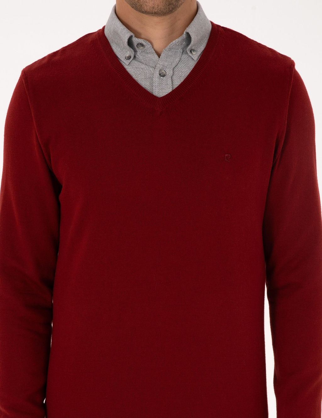 Kiremit Slim Fit V Yaka Basic Triko Kazak - Pierre cardin фото 6