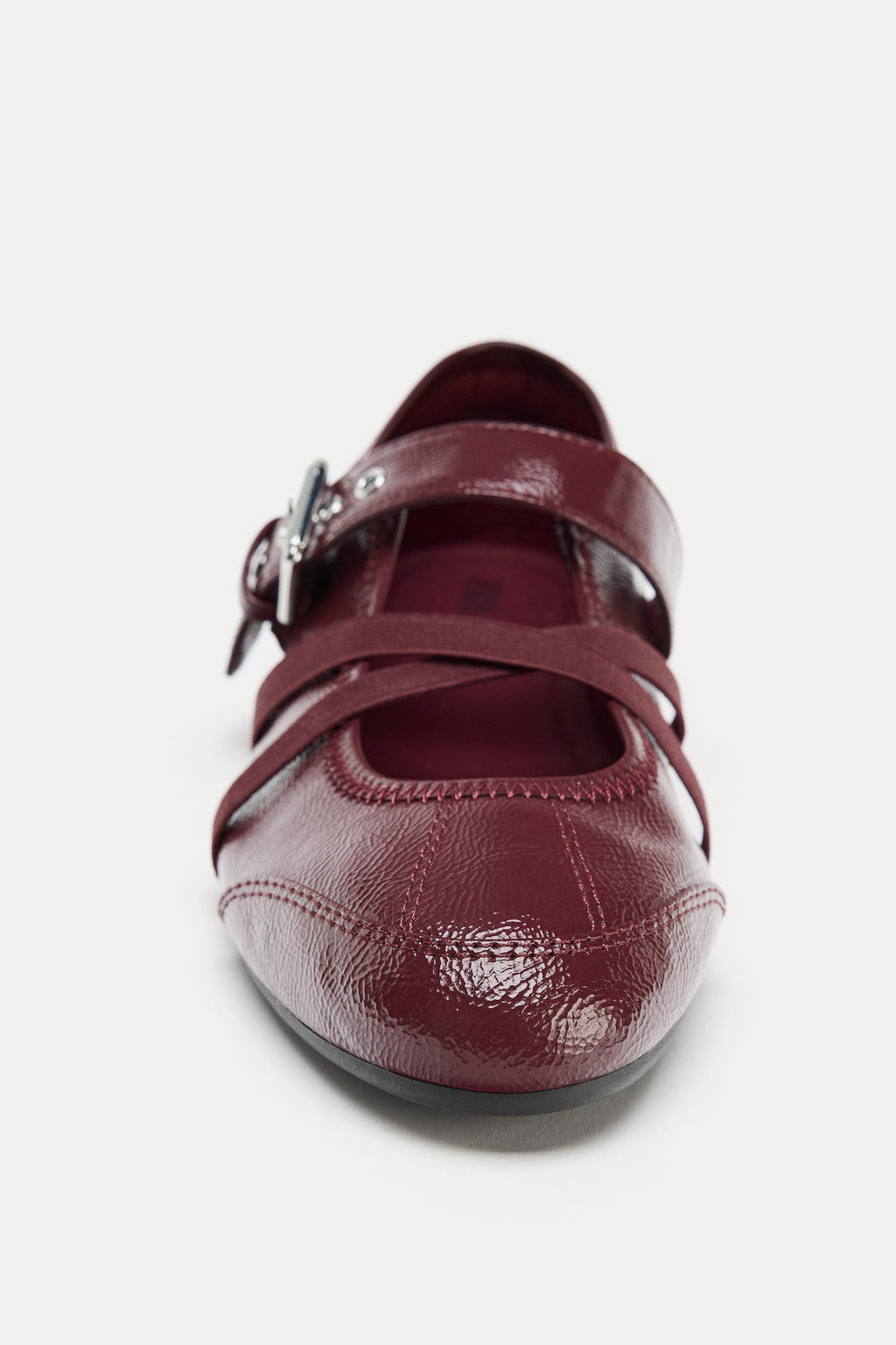PATENT EFFECT BALLERINA SHOES WITH BUCKLES - Zara фото 14