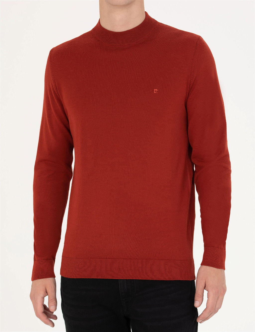 Kiremit Regular Fit Bato Yaka Y_n Kar___ml_ Basic Triko Kazak