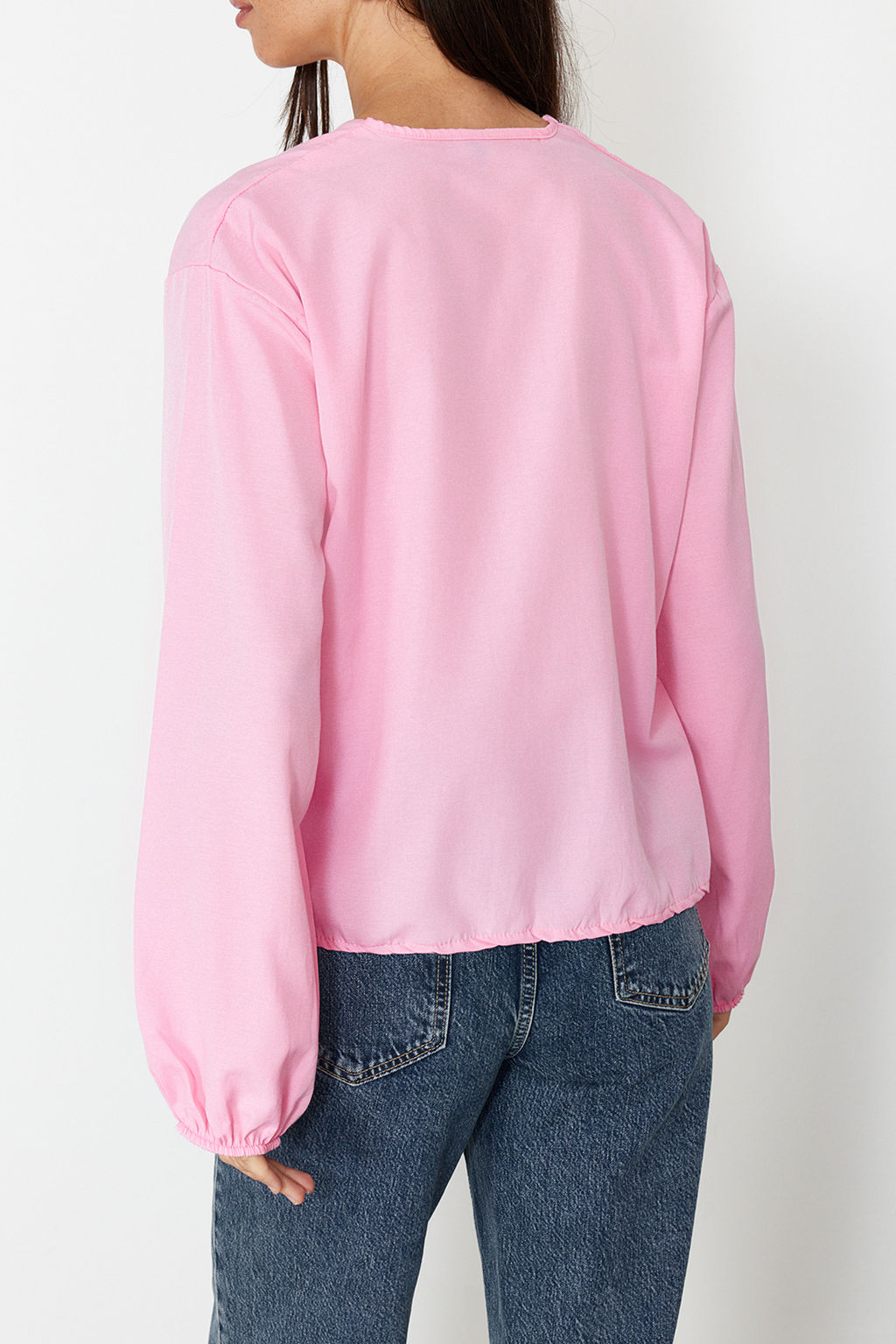 Ac?k Pembe Onden Baglamal? Dokuma Gomlek TEDSS24GO00001