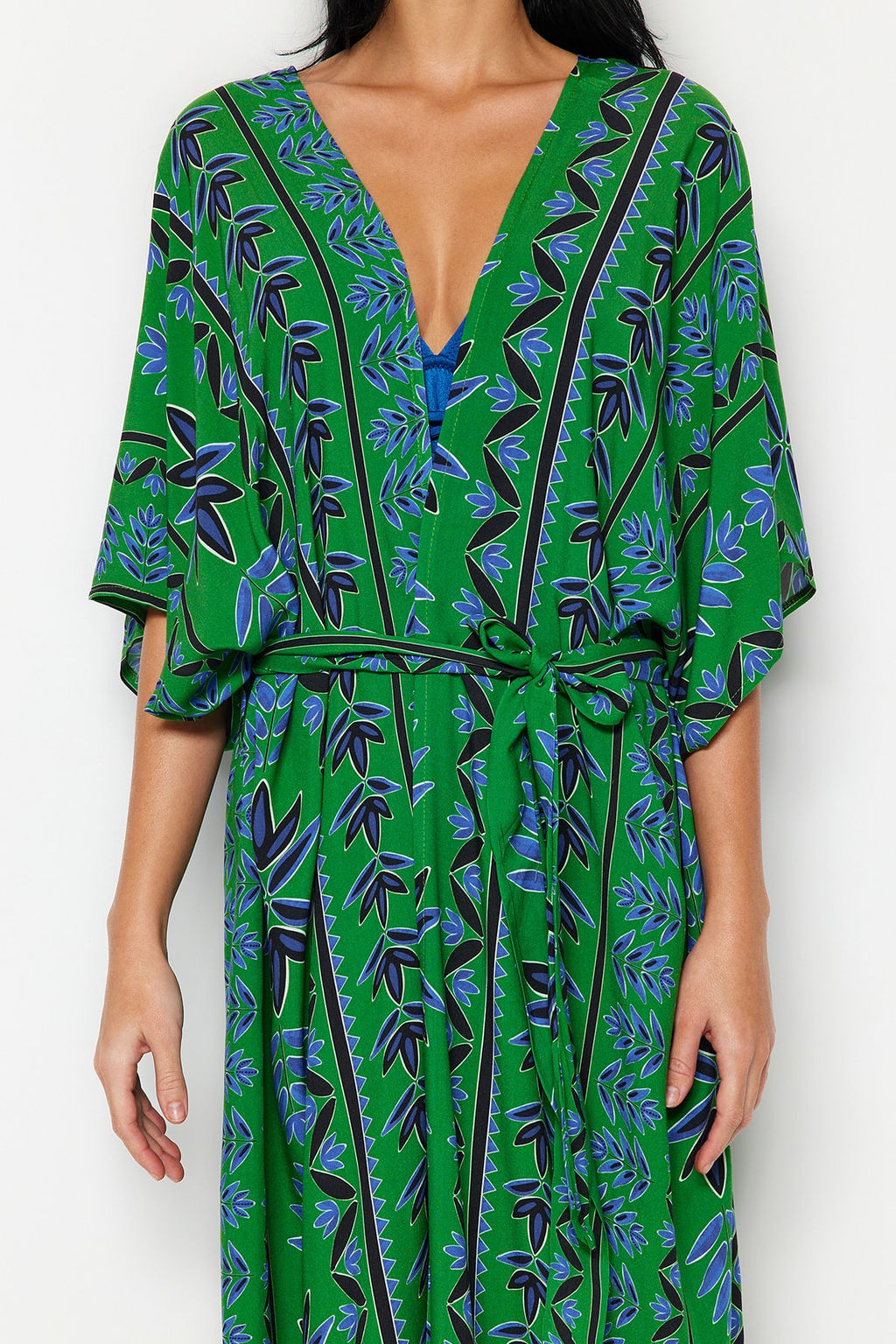 Yesil Etnik Desenli Kimono&Kaftan TBESS23KM00093 - Trendyolmilla фото 3