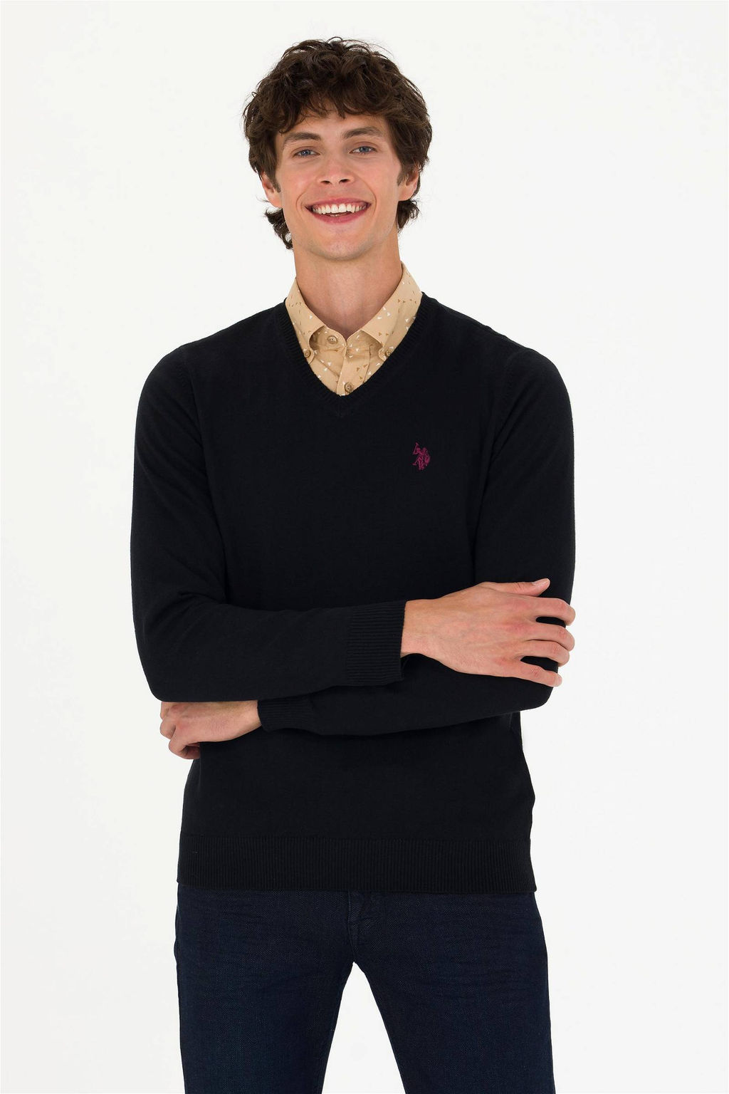 U. S. Polo Assn Мужской черный базовый свитер - U.s. polo assn фото 3