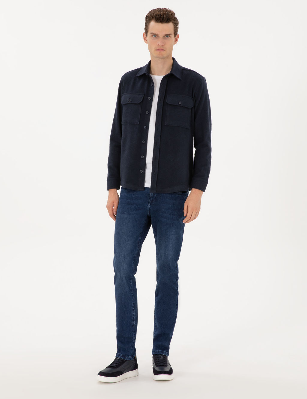Lacivert Comfort Fit Uzun Kollu G_mlek