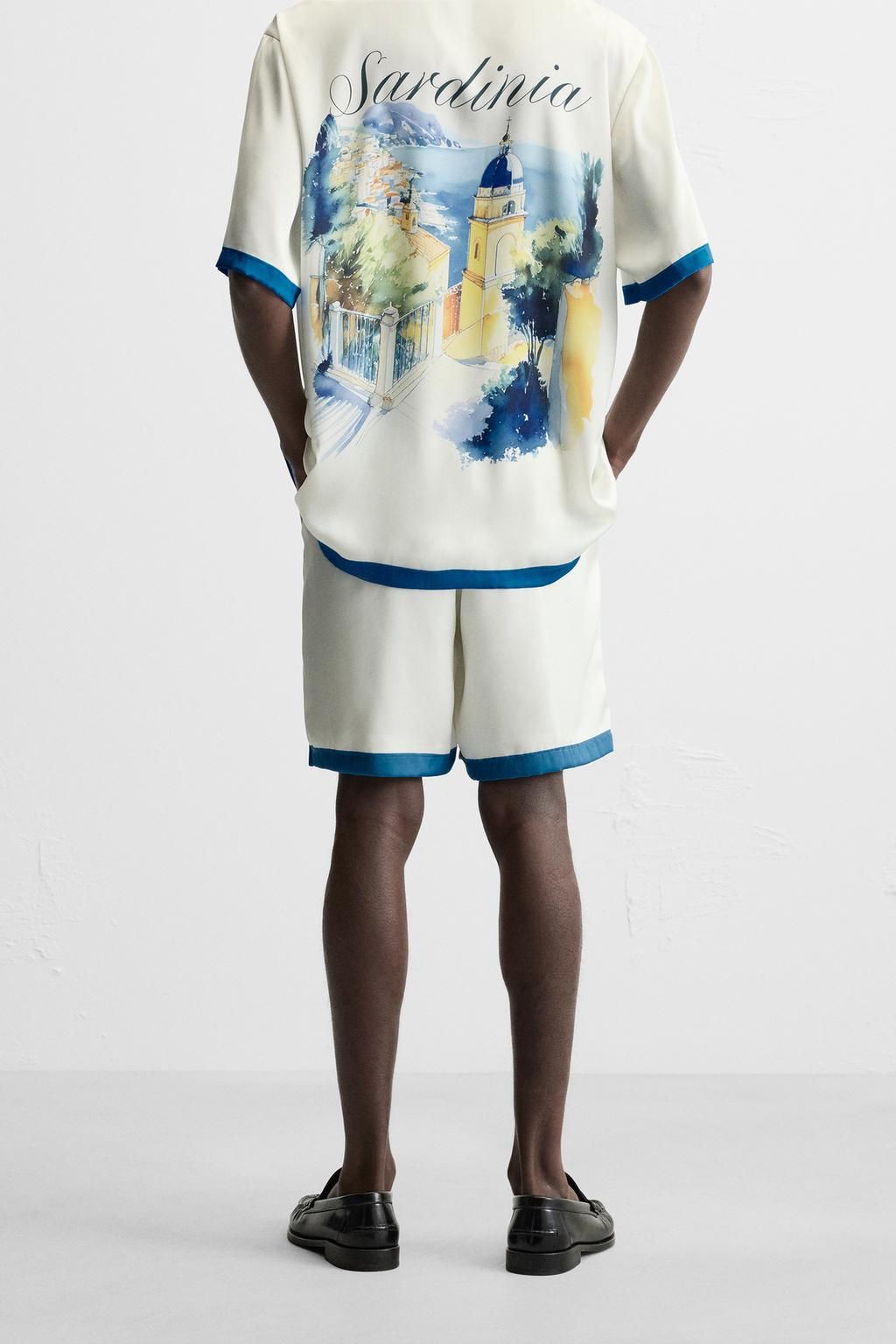 PRINTED SATIN BERMUDA SHORTS - Zara фото 3