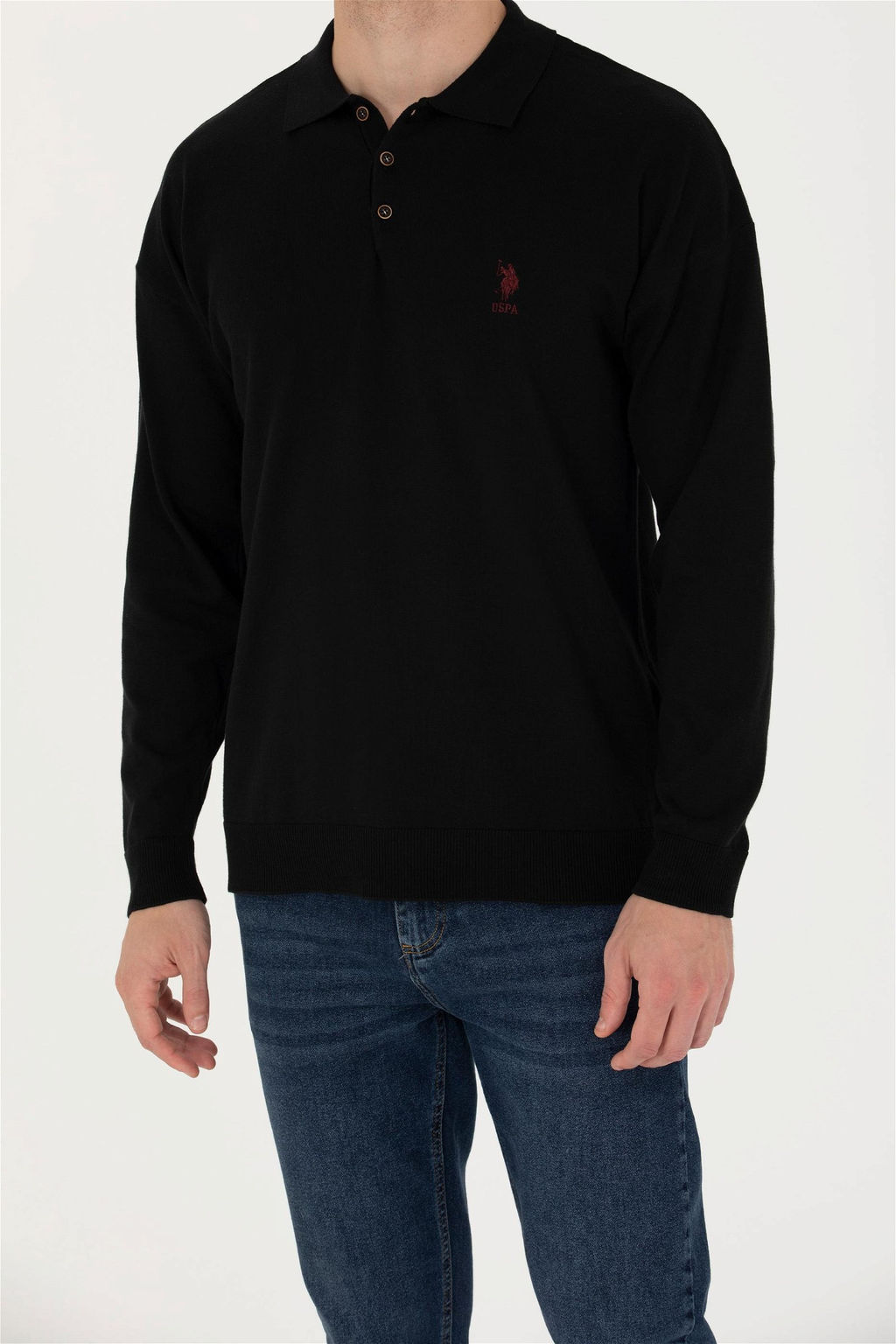 U. S. Polo Assn Мужской черный базовый свитер - U.s. polo assn фото 6