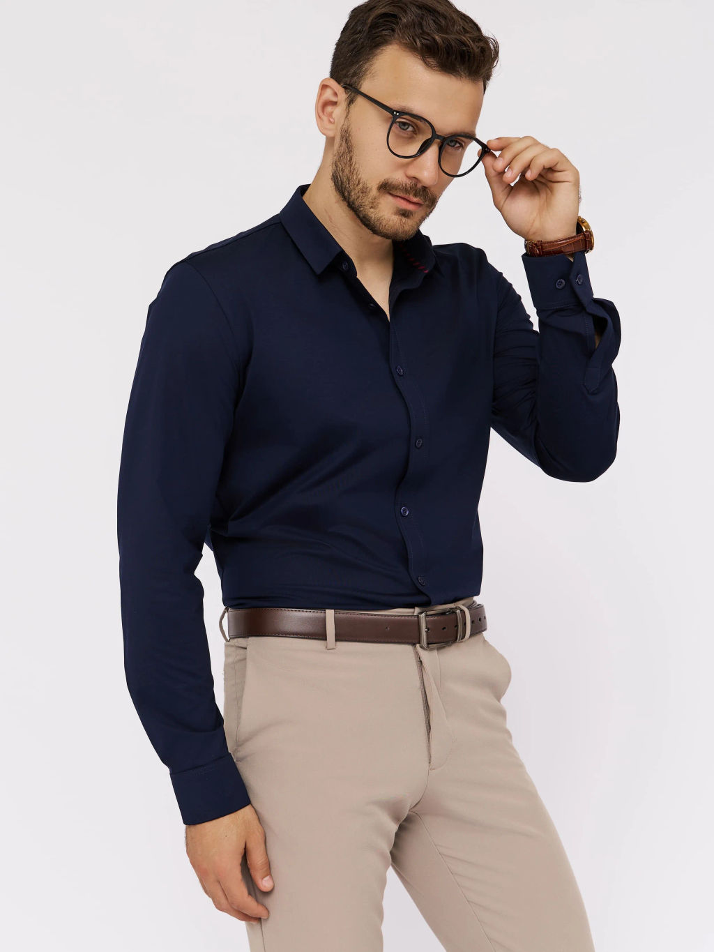 Рубашка трикотажная мужская GREG SK240/137/1054/ZN/1p STRETCH