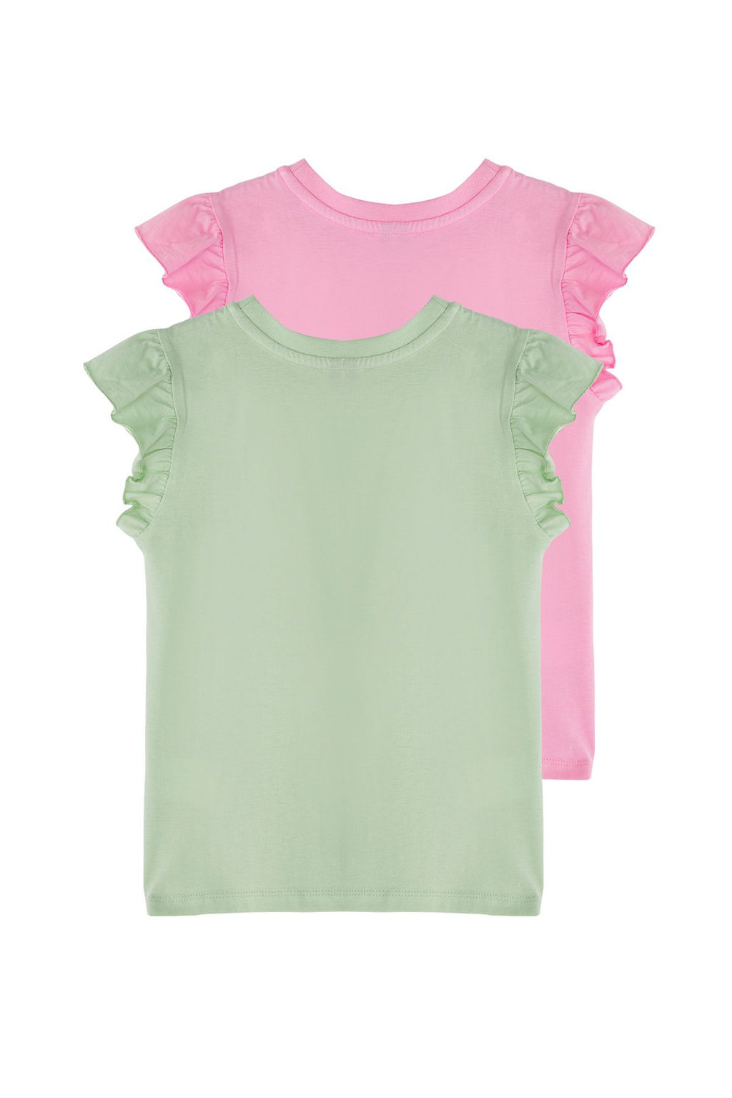 Siyah-Ekru 2li K?z Cocuk %100 Pamuk F?rf?rl? Regular Kal?p K?sa Kol Orme T-Shirt TKDSS25TS00011 - Trendyolmilla фото 7
