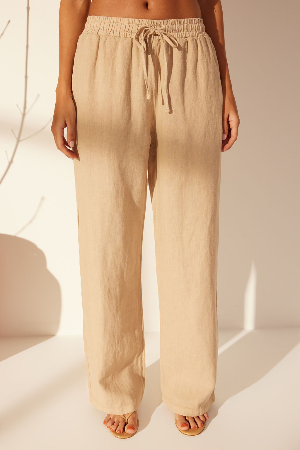 Lacivert %100 Keten Beli Lastikli Yuksek Bel Wide Leg Pantolon TWOSS24JE00249 - Trendyolmilla фото 16