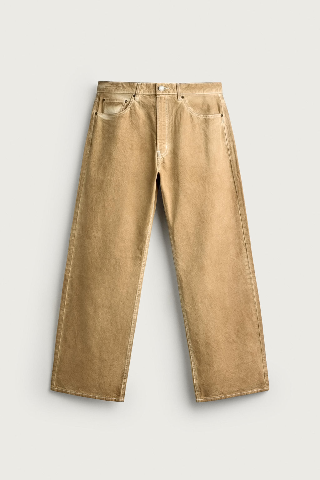 JEANS LOOSE FIT LAVADO IRREGULAR / Ocre - Zara фото 7