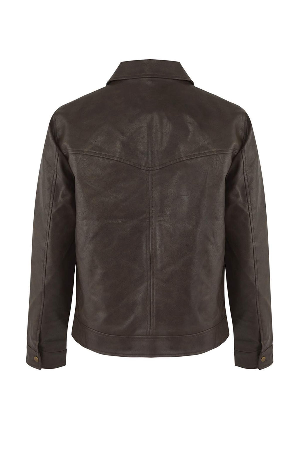 Kahverengi Regular Fit %100 PU Suni Deri Erkek Mont TMNAW26MO00010 - Trendyolmilla фото 7